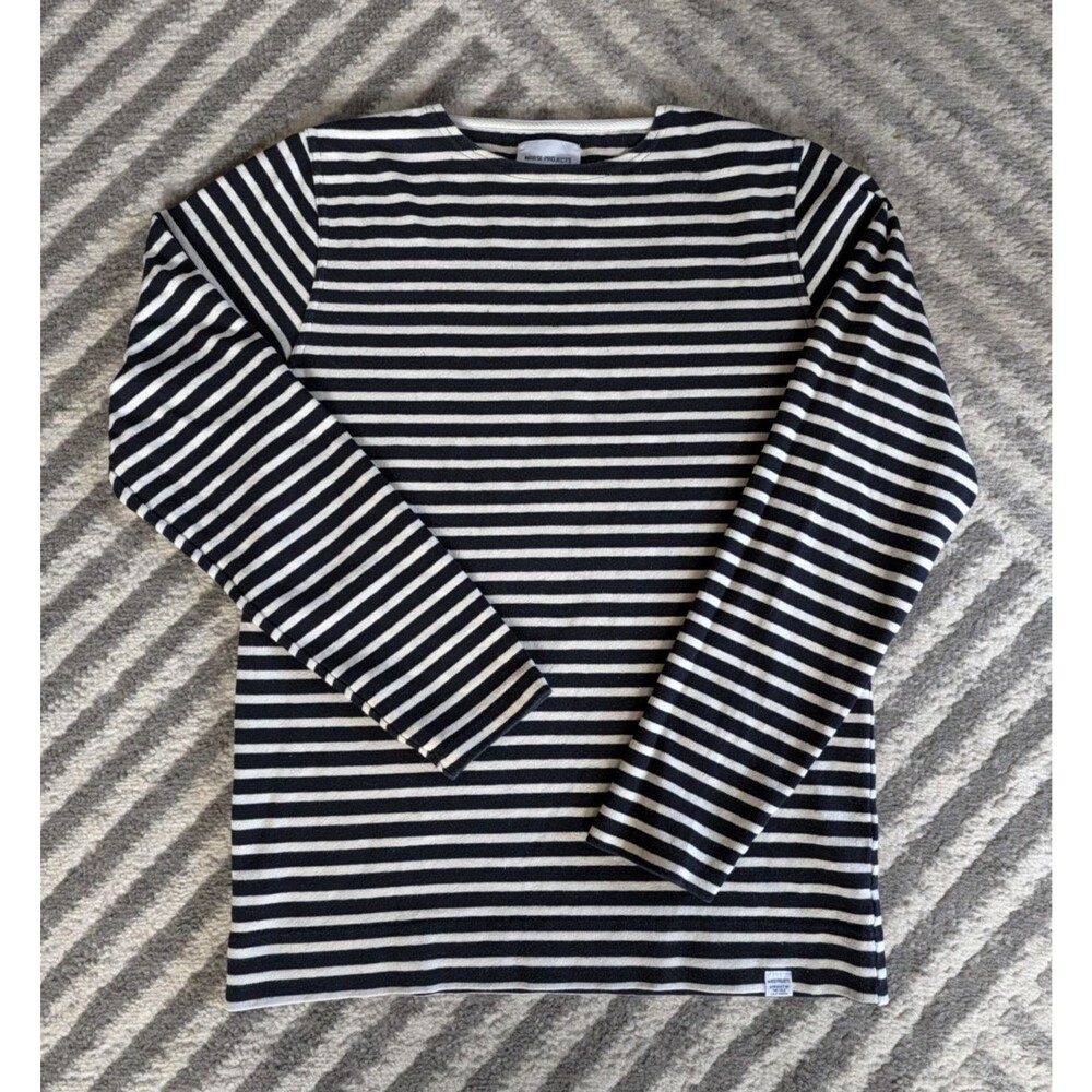 Norse Projects Black And White Stripped 100% Cotton Men's Sweater Size XS